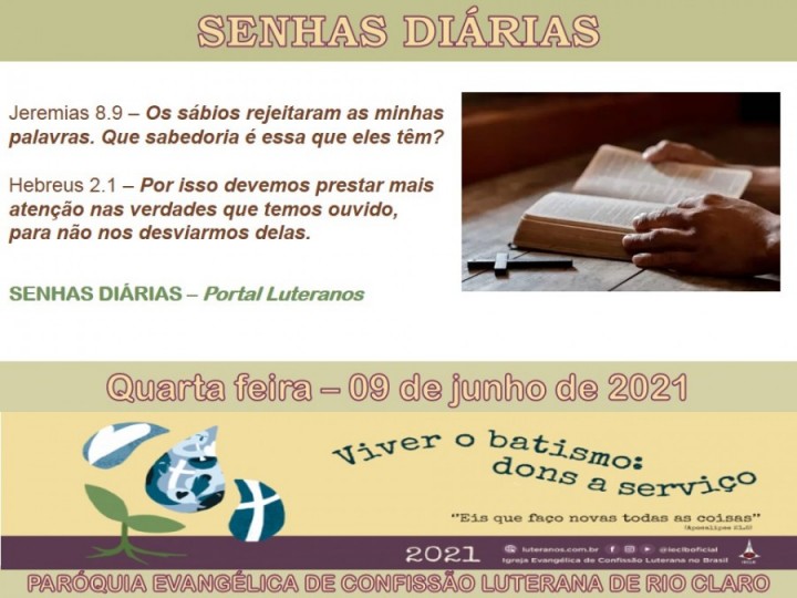 Senhas do dia - 09.06.2021