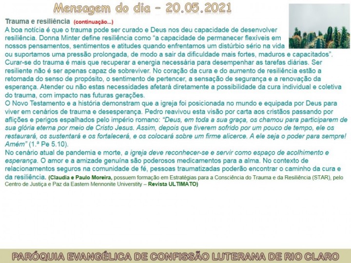 Mensagem do dia - 20.05.2021