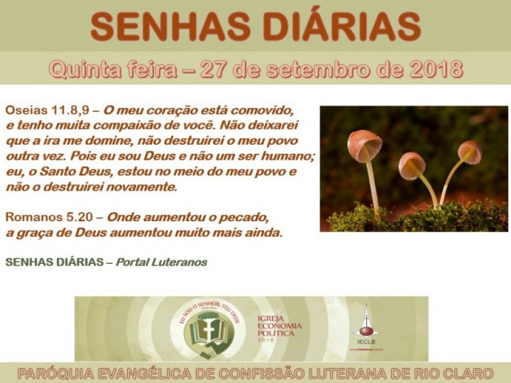 Senhas do dia - 27.09.2018