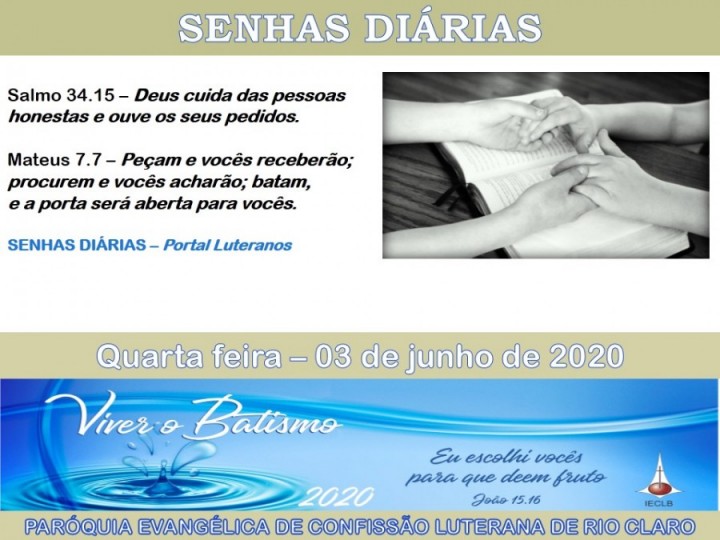 Senhas do dia - 03.06.2020