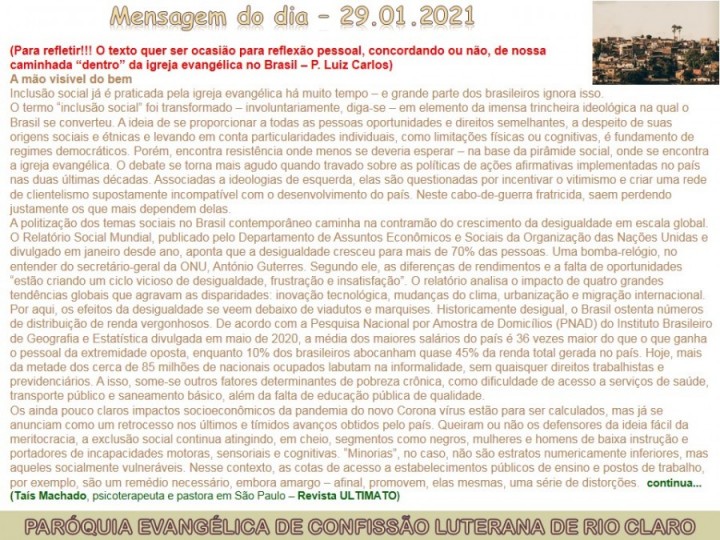 Mensagem do dia - 29.01.2021