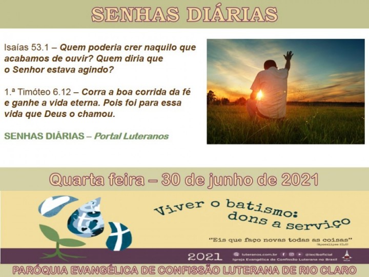 Senhas do dia - 30.06.2021