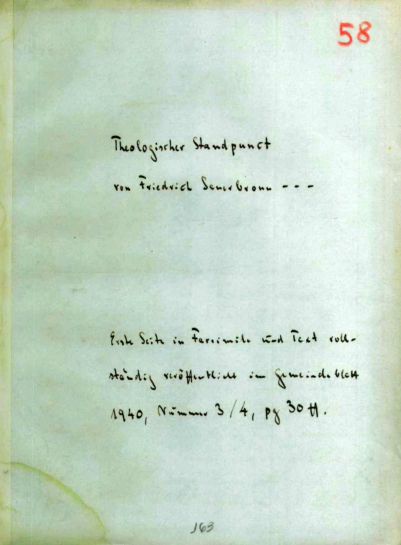 Pastor Friedrich Sauerbronn - Theologischer Standpunct - Posicionamento Teológico