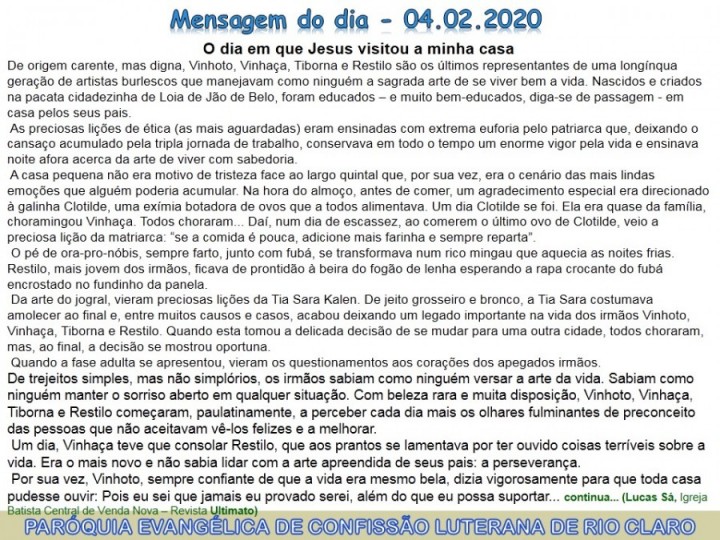 Mensagem do dia - 04.02.2020