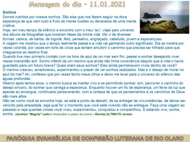 Mensagem do dia - 11.01.2021