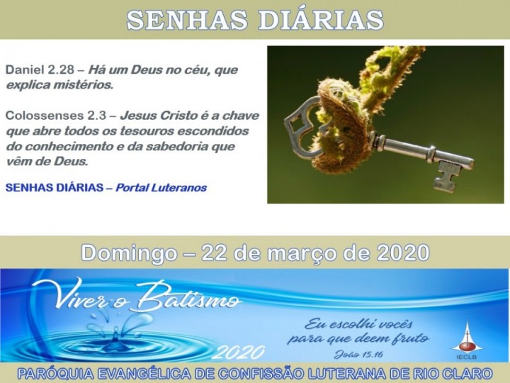 Senhas do dia - 22.03.2020