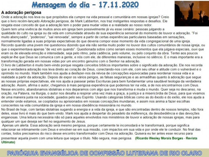 Mensagem do dia - 17.11.2020