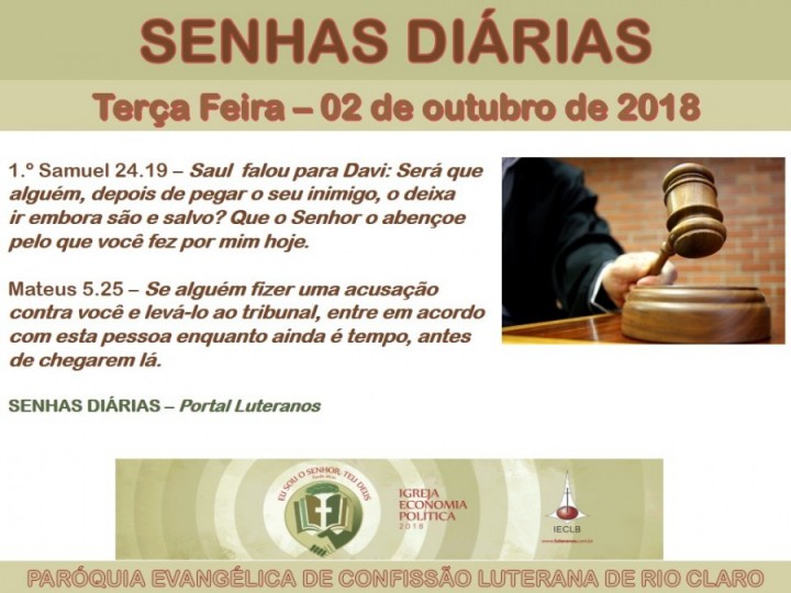 Senhas do dia - 02.10.2018