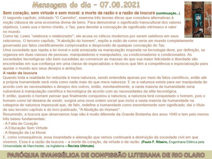 Mensagem do dia - 07.08.2021