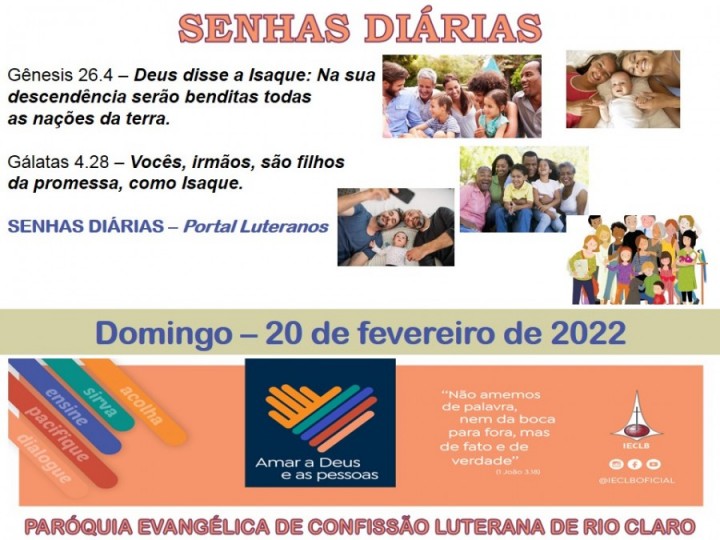 Senhas do dia - 20.02.2022