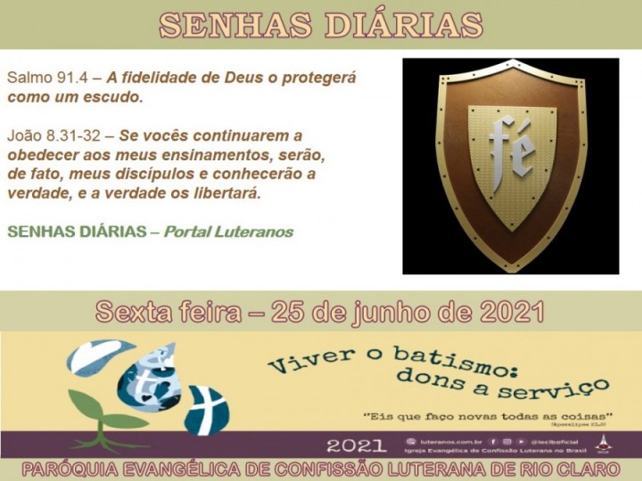 Senhas do dia - 25.06.2021