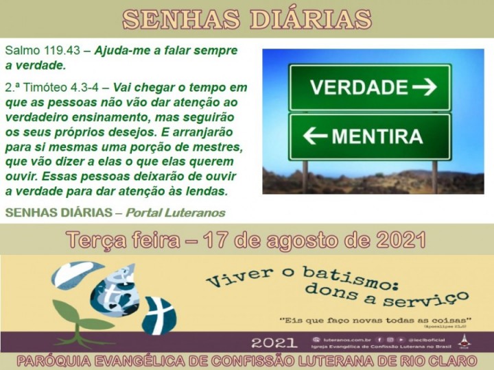 Senhas do dia - 17.08.2021