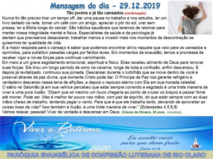 Mensagem do dia - 29.12.2019