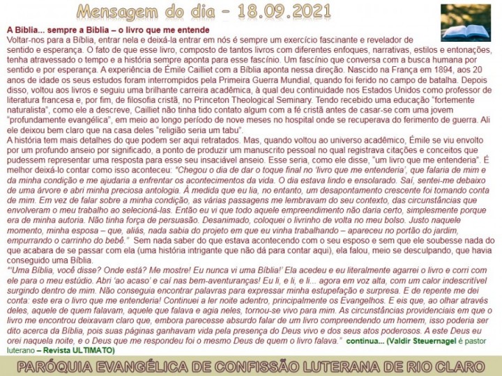 Mensagem do dia - 18.09.2021