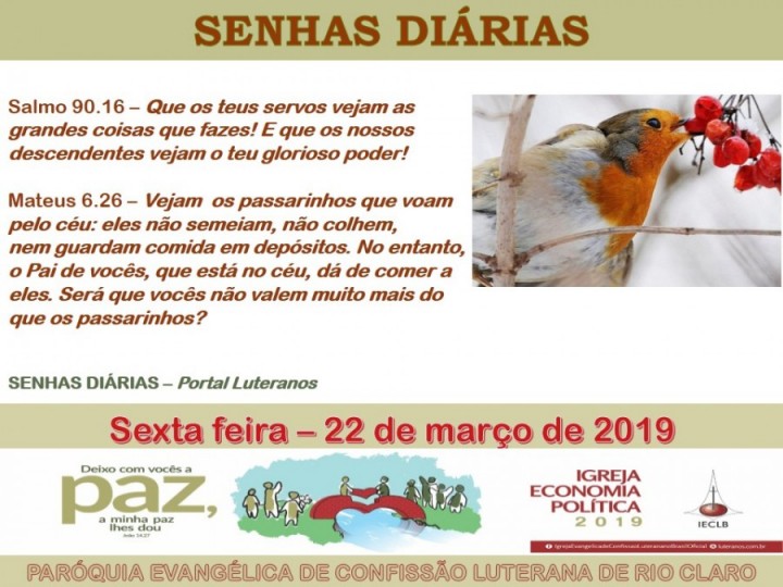 Senhas do dia - 22.03.2019