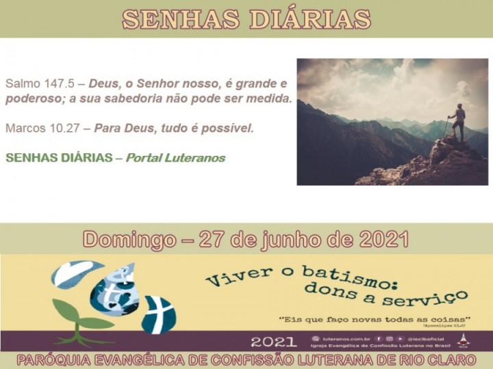 Senhas do dia - 27.06.2021