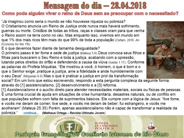 Mensagem do dia - 28.04.2018