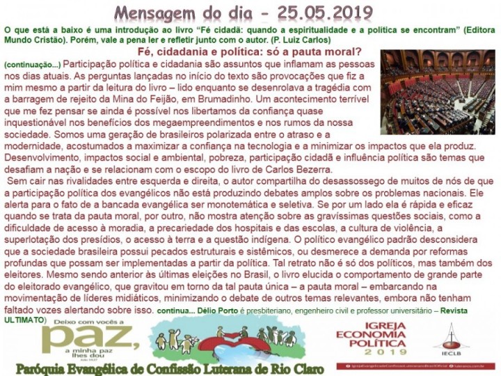 Mensagem do dia - 25.05.2019