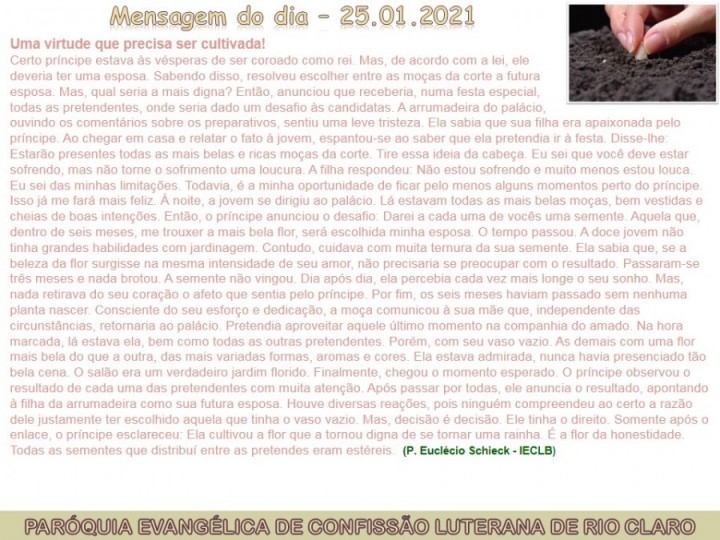 Mensagem do dia - 25.01.2021