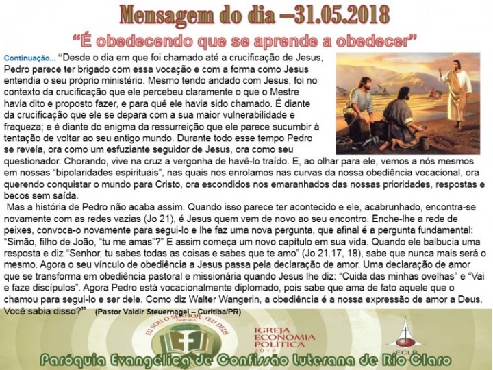 Mensagem do dia - 31.05.2018