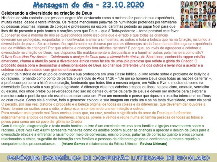 Mensagem do dia - 23.10.2020