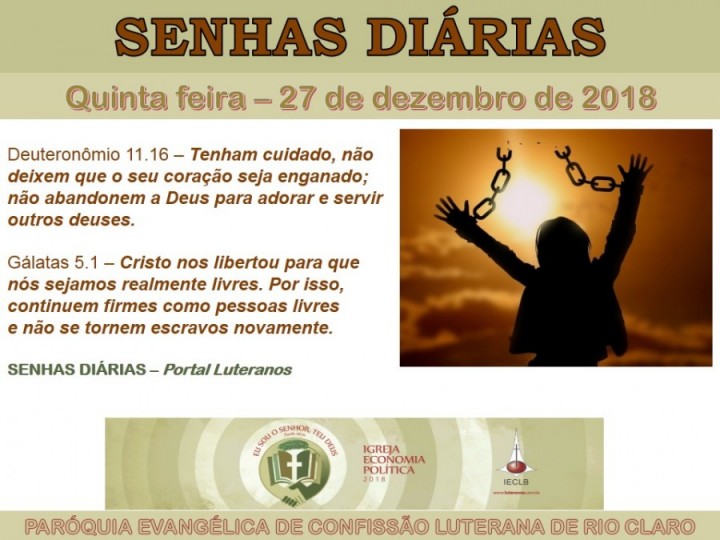 Senhas do dia - 27.12.2018