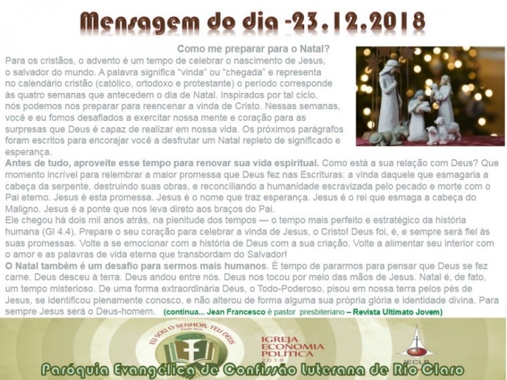 Mensagem do dia - 23.12.2018