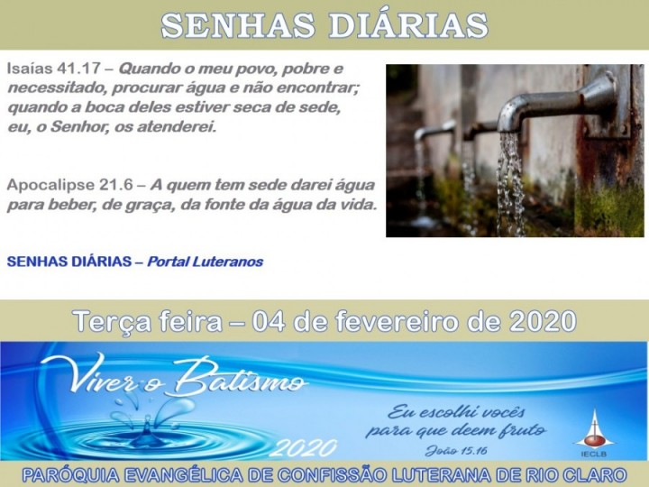 Senhas do dia - 04.02.2020