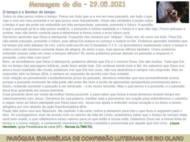 Mensagem do dia - 29.05.2021