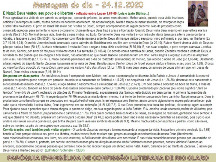 Mensagem do dia - 24.12.2020