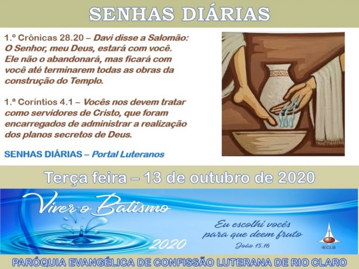 Senhas do dia - 13.10.2020