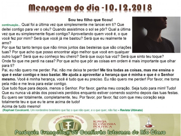 Mensagem do dia - 10.12.2018