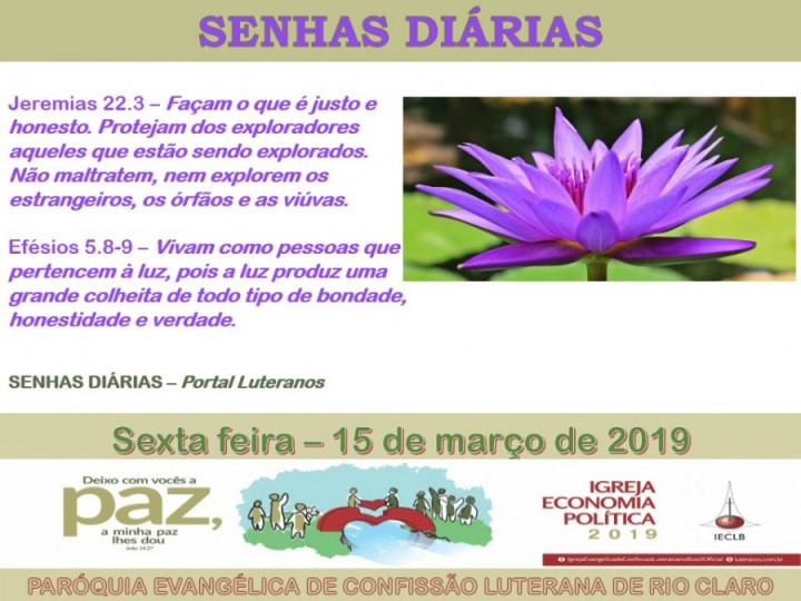 Senhas do dia - 15.03.2019