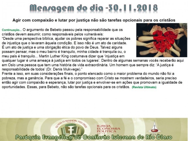 Mensagem do dia - 30.11.2018