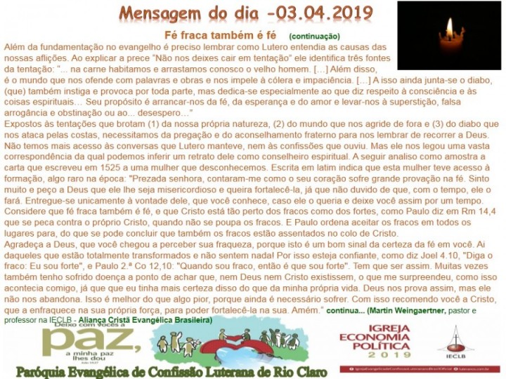 Mensagem do dia - 03.04.2019