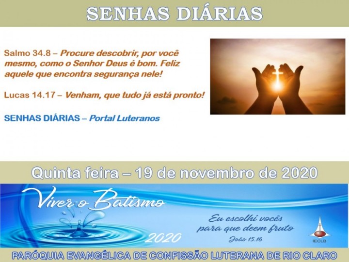 Senhas do dia - 19.11.2020