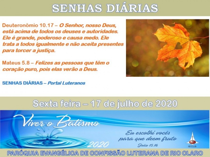 Senhas do dia - 17.07.2020