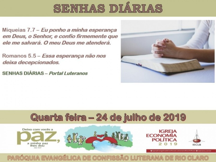 Senhas do dia - 24.07.2019