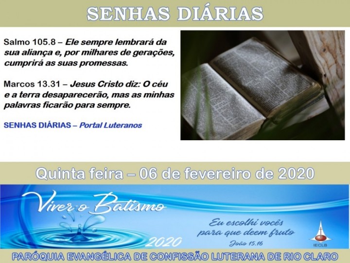 Senhas do dia - 06.02.2020