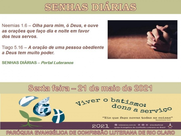 Senhas do dia - 21.05.2021