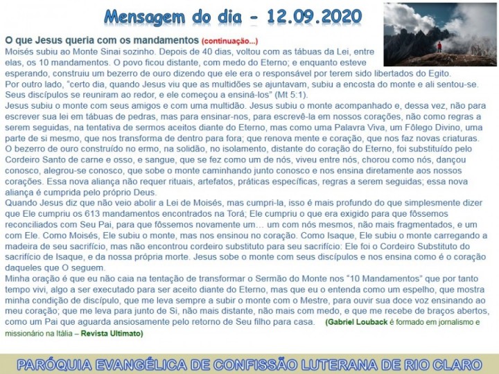 Mensagem do dia - 12.09.2020