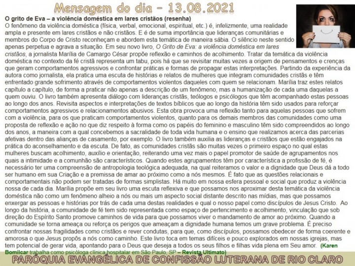 Mensagem do dia - 13.08.2021