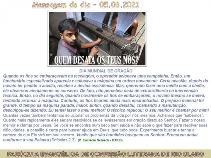 Mensagem do dia - 05.03.2021