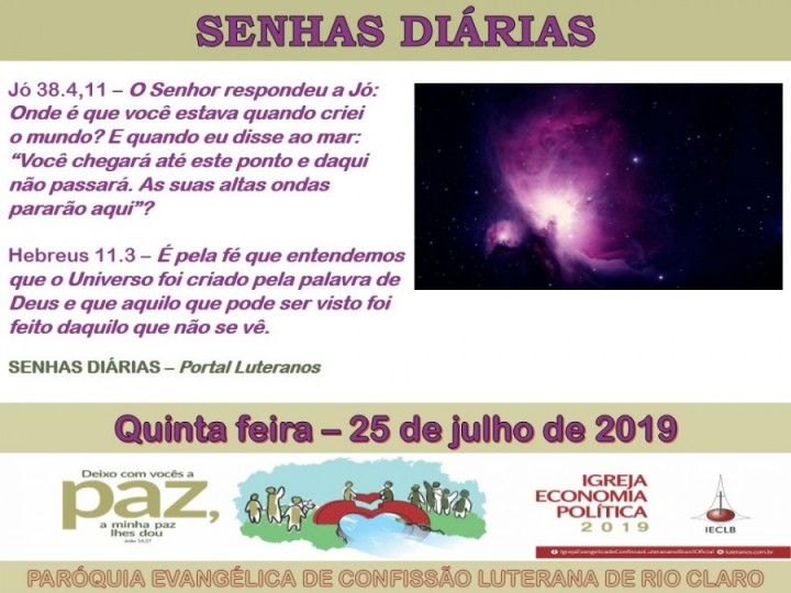 Senhas do dia - 25.07.2019