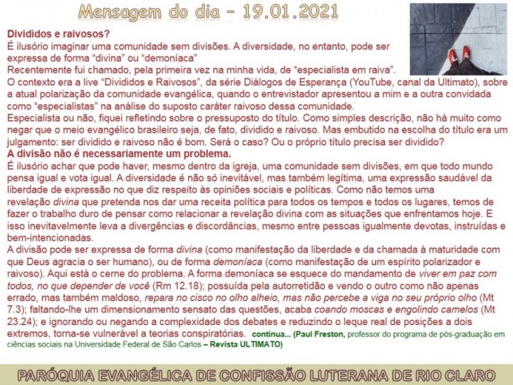 Mensagem do dia - 19.01.2021