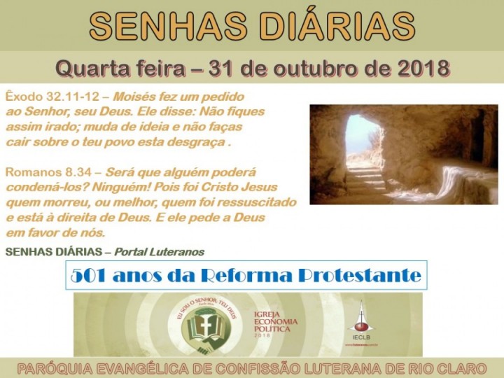 Senhas do dia - 31.10.2018