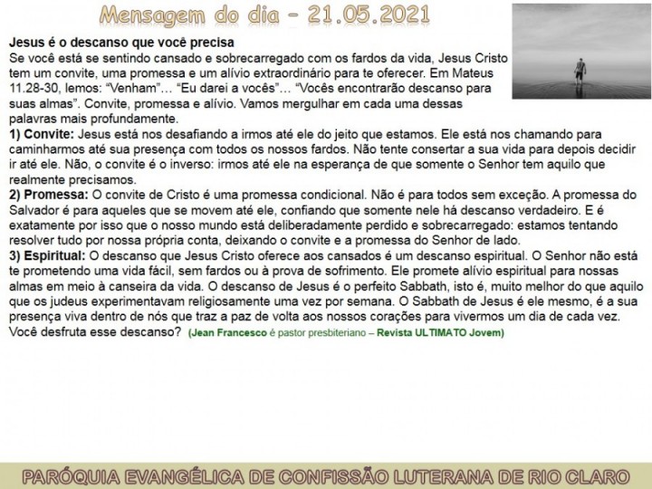 Mensagem do dia - 21.05.2021