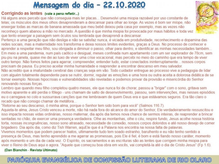 Mensagem do dia - 22.10.2020