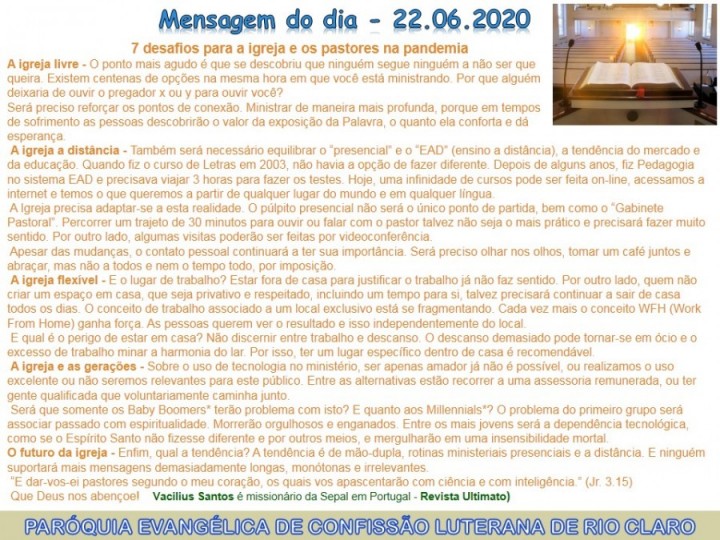 Mensagem do dia - 22.06.2020