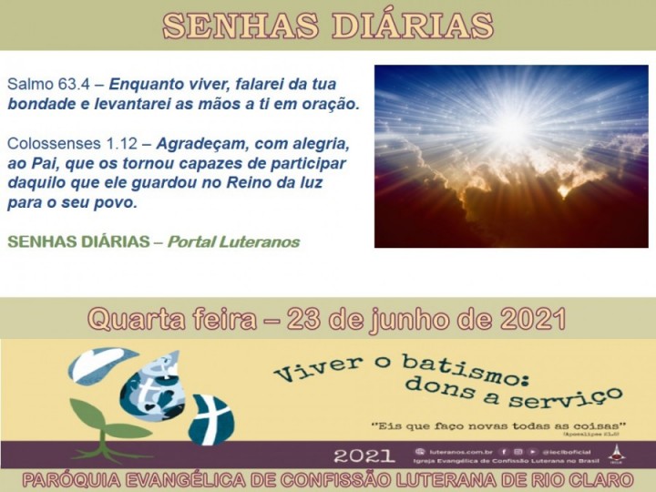 Senhas do dia - 23.06.2021